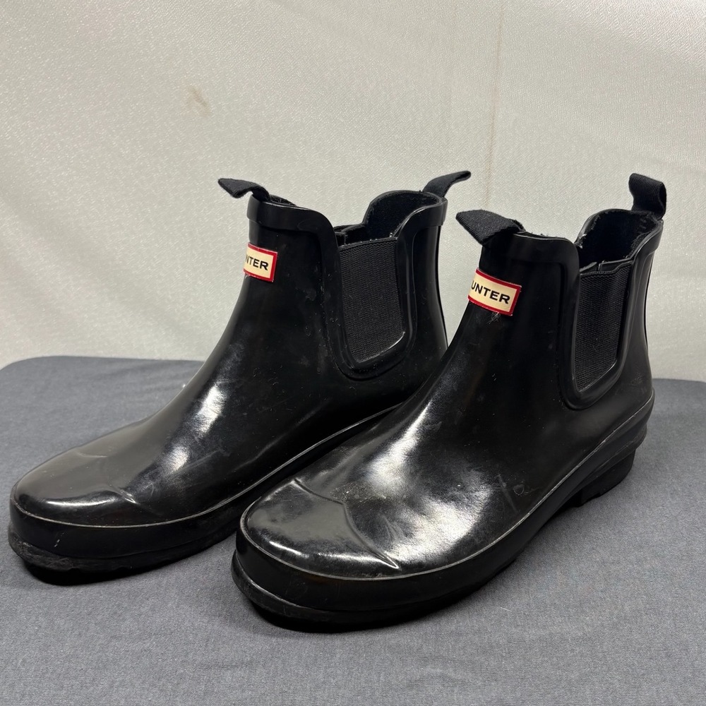 Hunter Women Rain Boot Rubber Size 6 Black Chelsea Ankle Waterproof WFS1043RMA